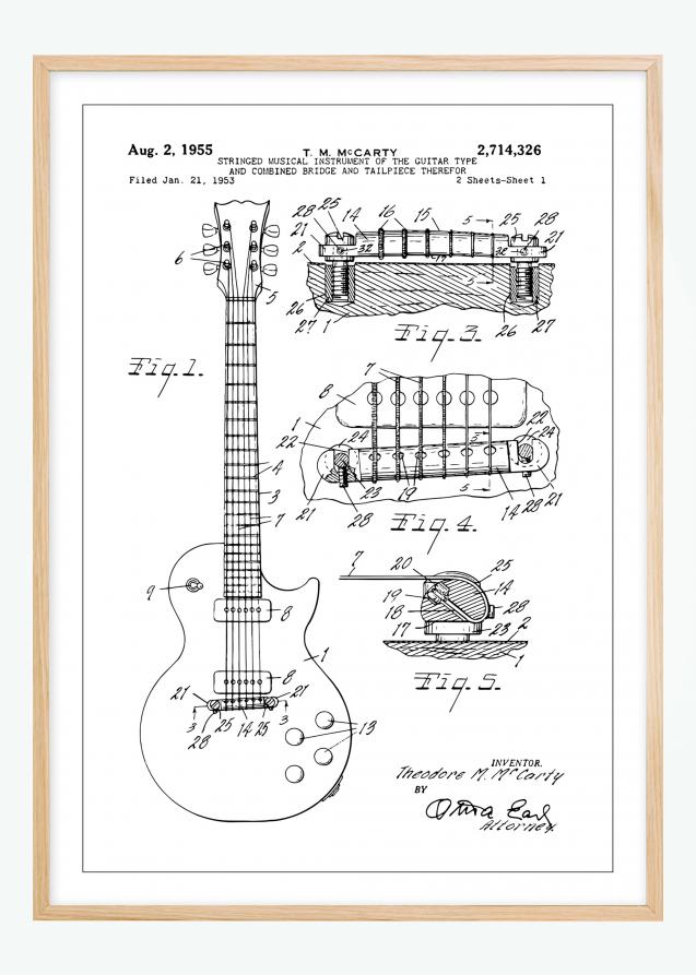 Lagervaror egen produktion Patent drawing - Electric guitar I Poster