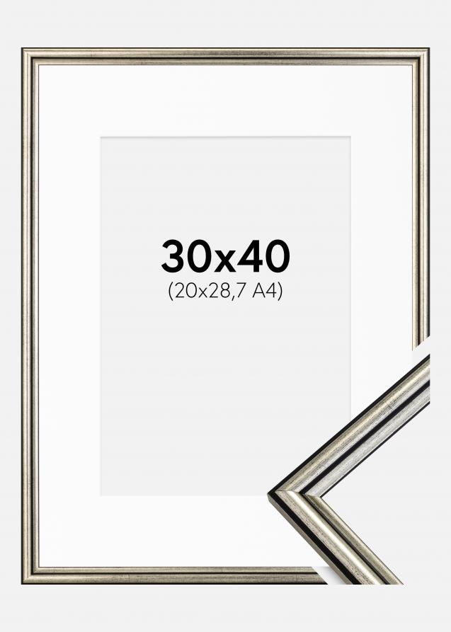 Ram med passepartou Frame Horndal Silver 30x40 cm - Picture Mount White 21x29,7 cm (A4)