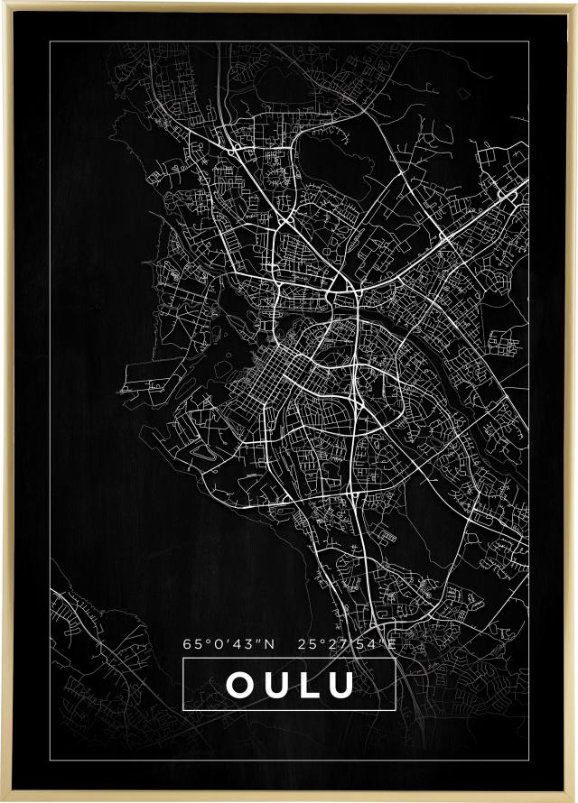 Bildverkstad Map - Oulu - Black Poster