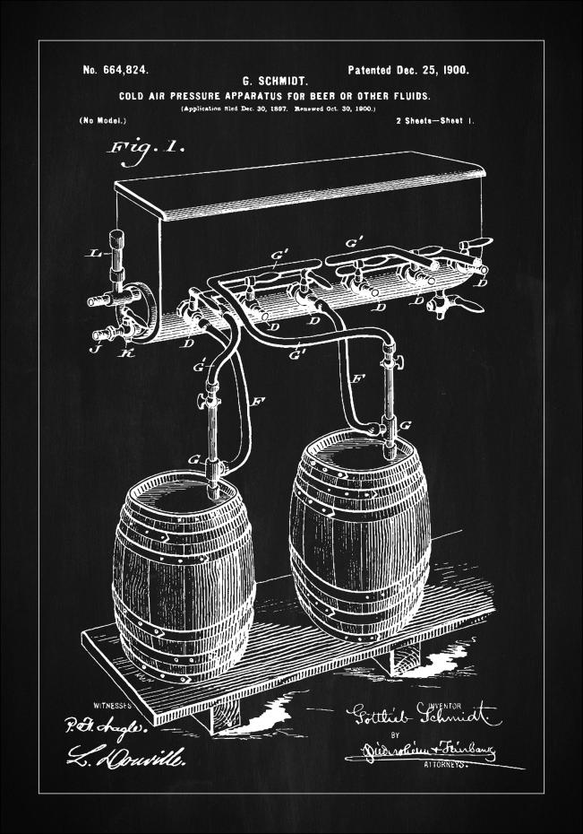 Bildverkstad Patent Print - Beer Kegs - Black Poster