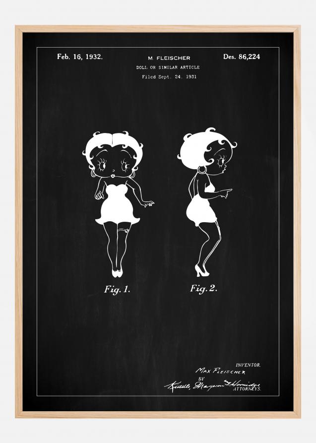 Bildverkstad Patent drawing - Betty Boop - Black Poster