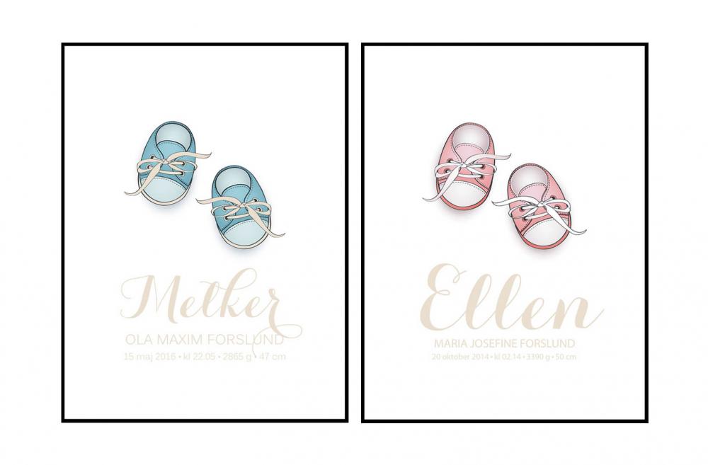 Personlig poster Baby shoes - Pink