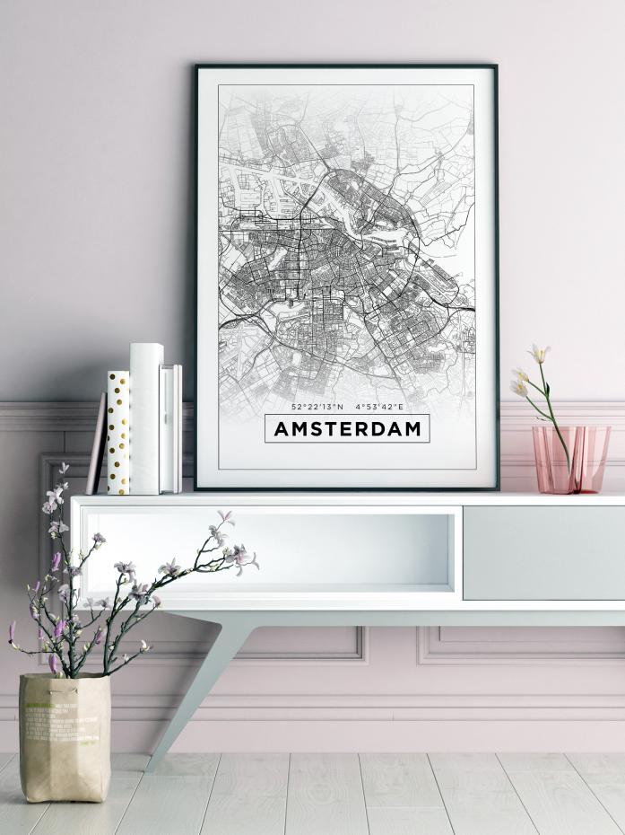 Bildverkstad Map - Amsterdam - White Poster