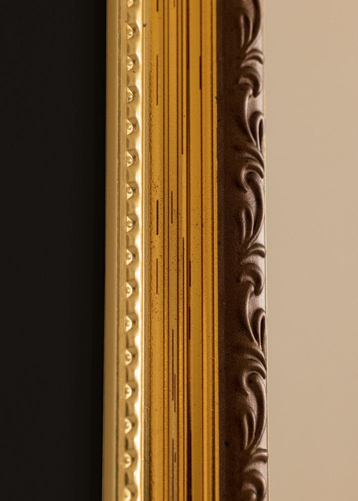 Ram med passepartou Frame Abisko Gold 40x50 cm - Picture Mount Black 12x16 inches (30.48x40.64 cm)