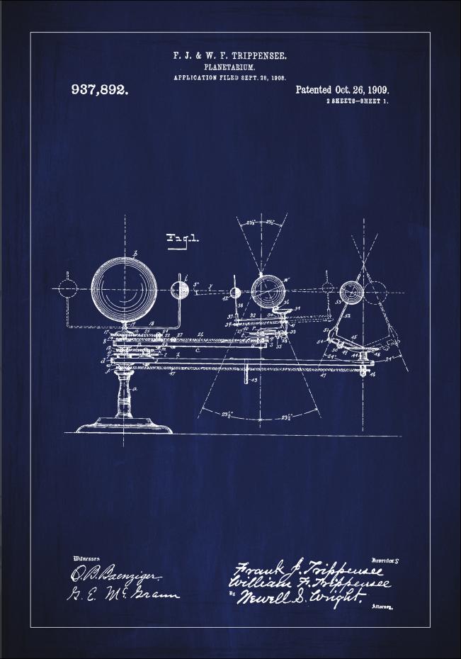 Bildverkstad Patent drawing - Planetarium - Blue Poster