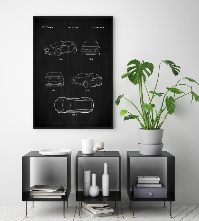 Bildverkstad Patent Print - Tesla - Black Poster