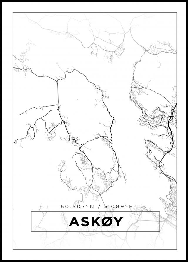 Bildverkstad Map - Askøy - White Poster