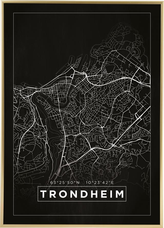 Bildverkstad Map - Trondheim - Black Poster
