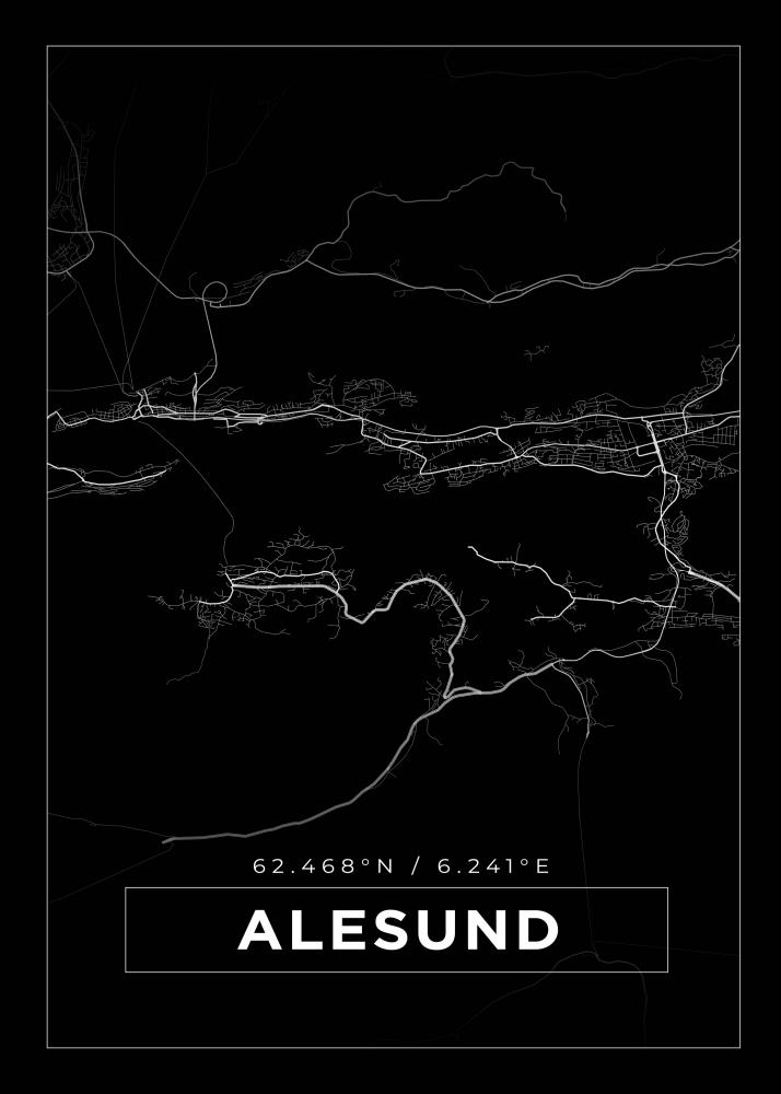 Bildverkstad Map - Alesund - Black Poster