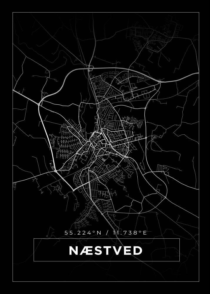 Bildverkstad Map - Nstved - Black Poster