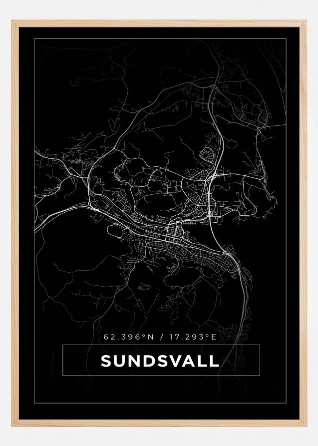 Bildverkstad Map - Sundsvall - Black Poster