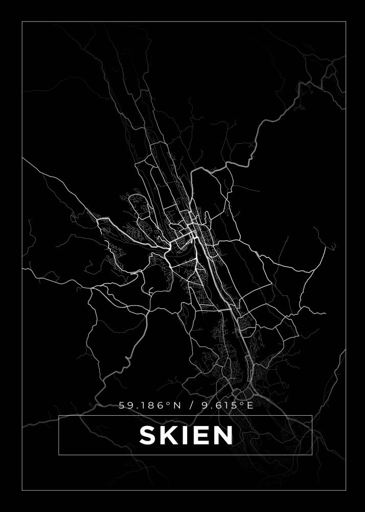 Bildverkstad Map - Skien - Black Poster