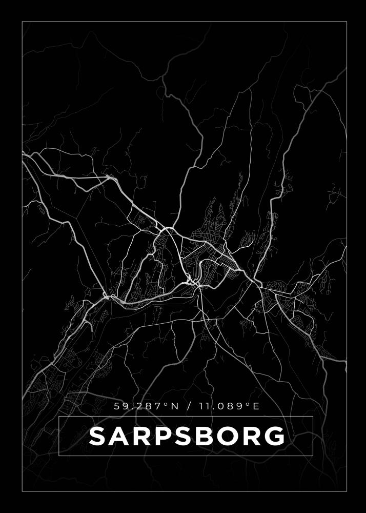 Bildverkstad Map - Sarpsborg - Black Poster