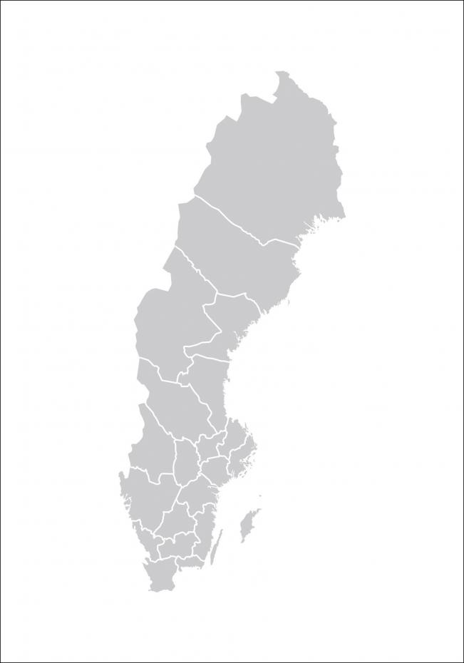Bildverkstad Map of Sweden Grey Poster