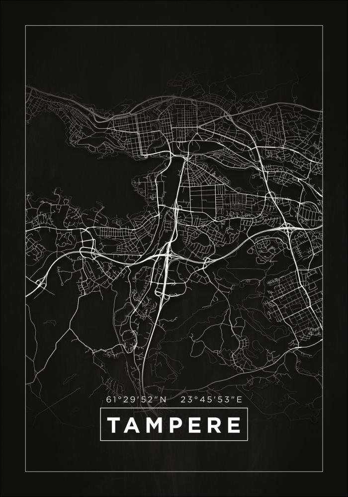 Bildverkstad Map - Tampere - Black Poster