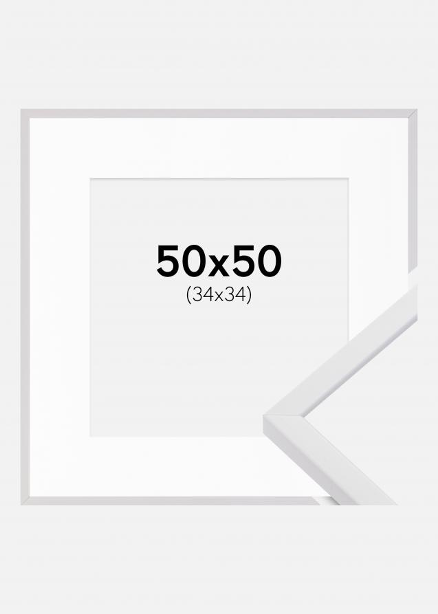 Ram med passepartou Frame E-Line White 50x50 cm - Picture Mount White 35x35 cm