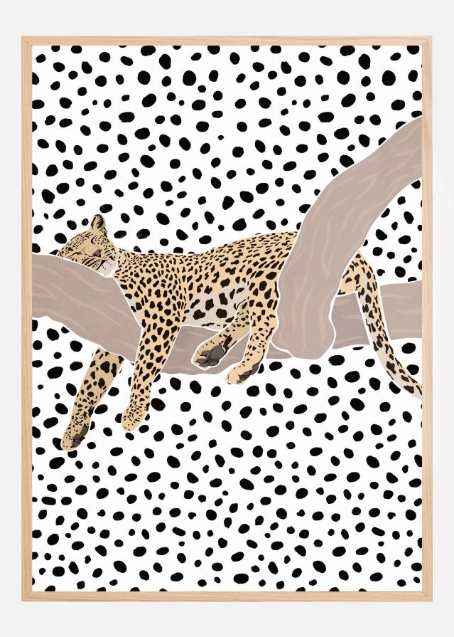 Bildverkstad Leopard Sleeping Polkadots Poster
