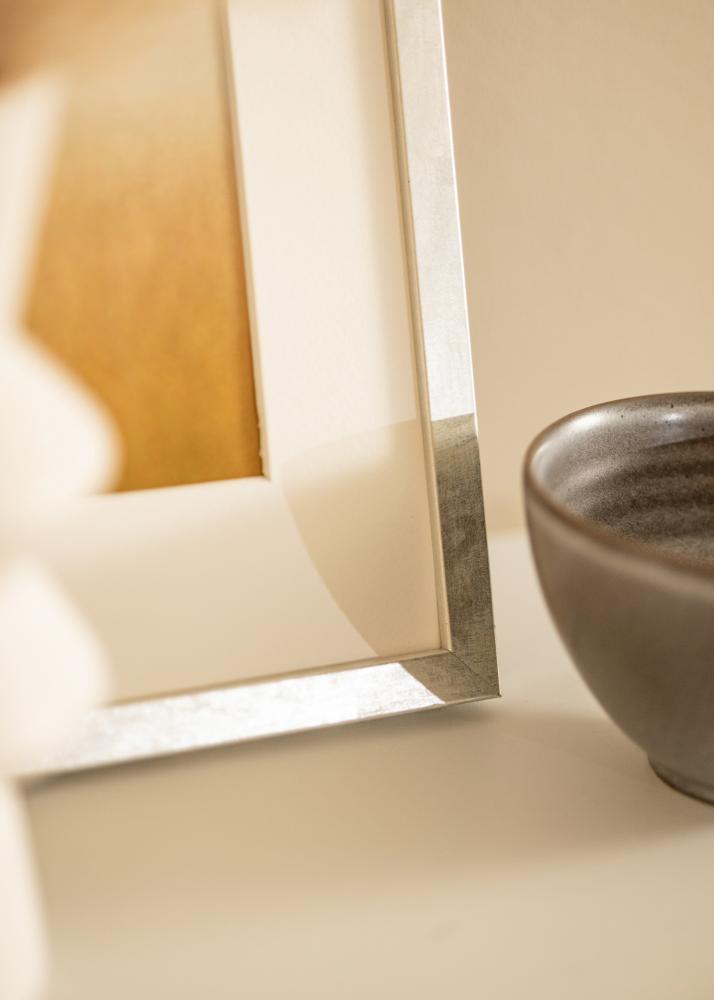 Ram med passepartou Frame Ares Silver 24x30 cm - Mounts White 7x9 inches