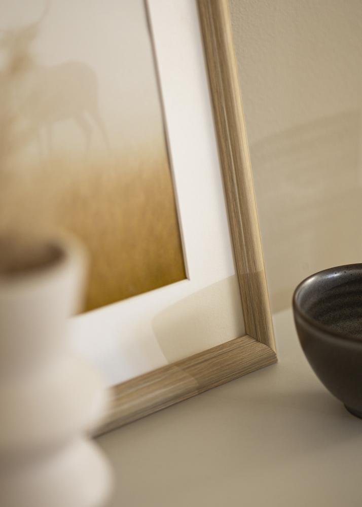 Ram med passepartou Frame Västkusten Oak 50x50 cm - Mounts White 15x15 inches