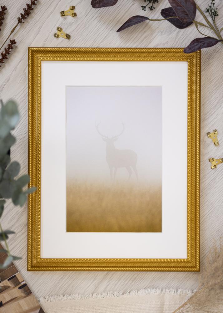 Ram med passepartou Frame Lattice Gold 50x70 cm - Mounts White 16x24 inches