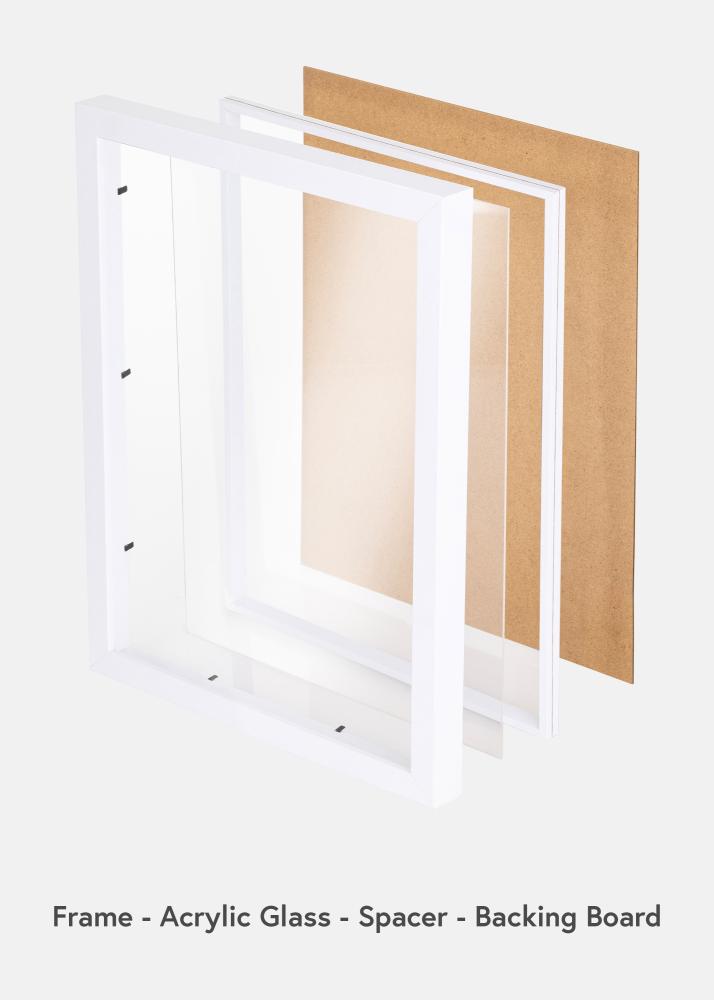 Ram med passepartou BGA Box Frame White 40x60 cm - Mounts White 32,9x48,3 cm