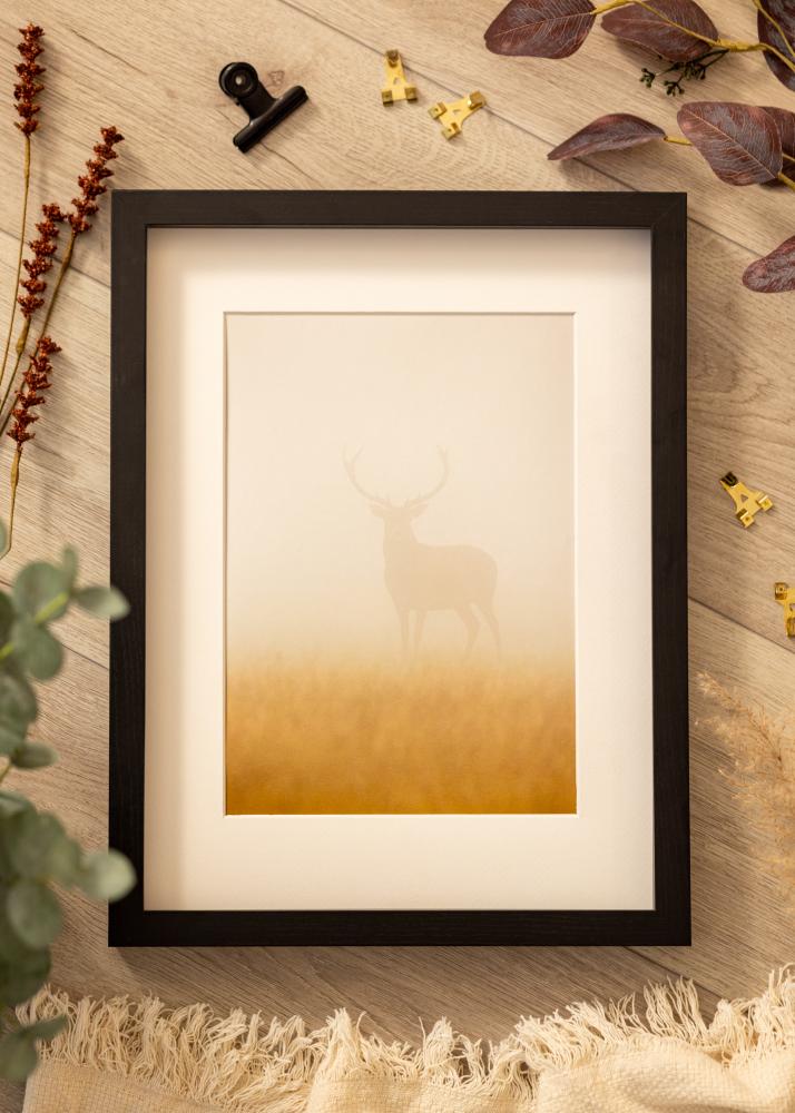 Ram med passepartou BGA Box Frame Black 40x50 cm - Mounts White 29.7x42 cm