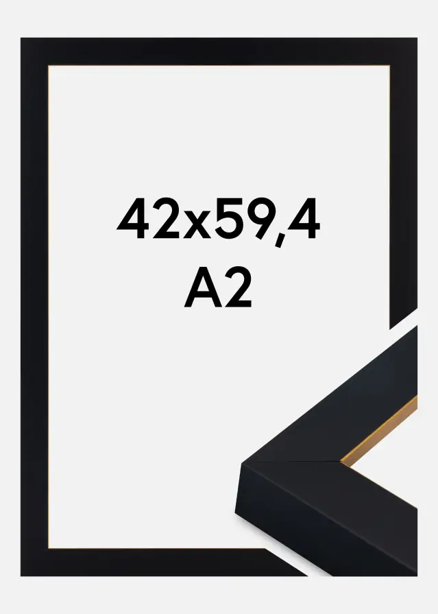 Jämtlands Ramfabrik Frame Sussex Acrylic Glass Black/Gold 42x59.4 cm (A2)