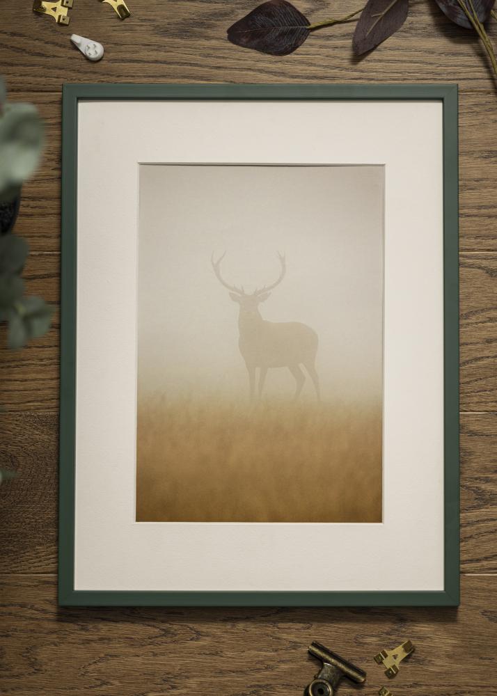 Ram med passepartou Frame E-Line Green 50x70 cm - Picture Mount White 16x24 inches