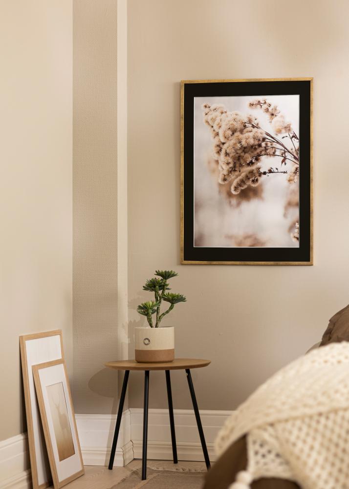 Ram med passepartou Frame Galant Gold 40x50 cm - Picture Mount Black 12x16 inches