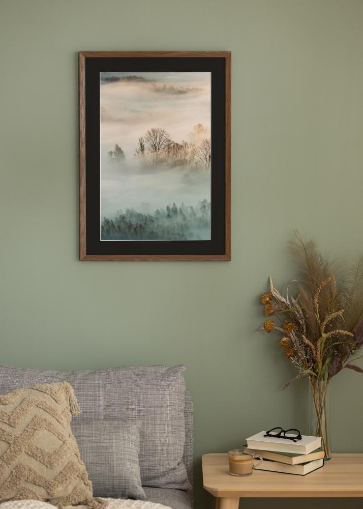 Ram med passepartou Frame Fiorito Dark Oak 30x40 cm - Picture Mount Black 21x30 cm