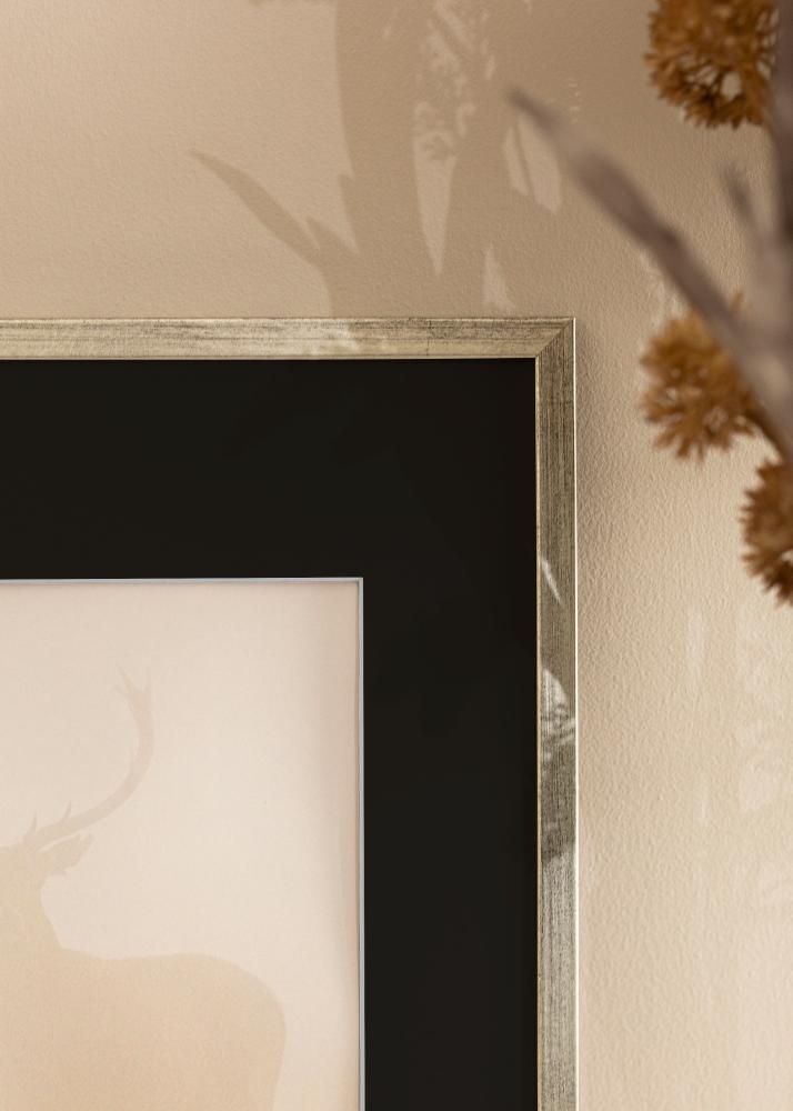 Ram med passepartou Frame Galant Silver 30x40 cm - Picture Mount Black 18x27 cm