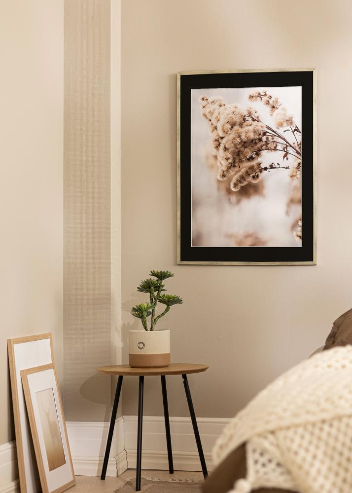 Ram med passepartou Frame Galant Silver 30x40 cm - Picture Mount Black 18x27 cm