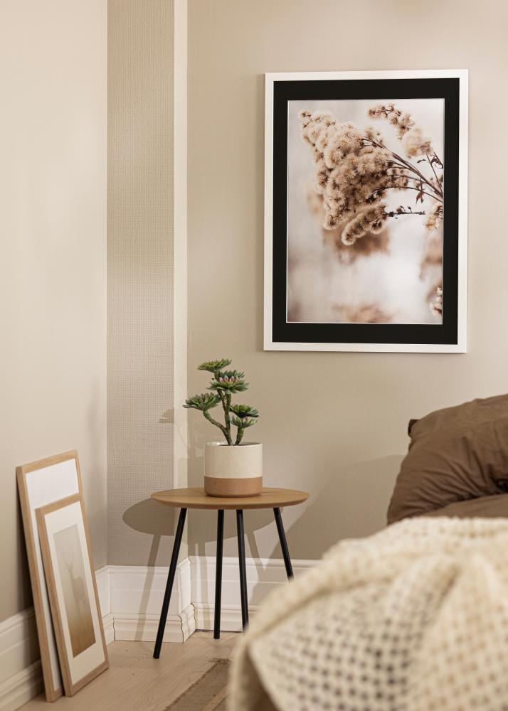 Ram med passepartou Frame White Wood 70x90 cm - Picture Mount Black 24x30 inches