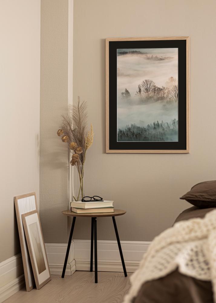 Ram med passepartou Frame Oak Wood 45x60 cm - Picture Mount Black 35x50 cm