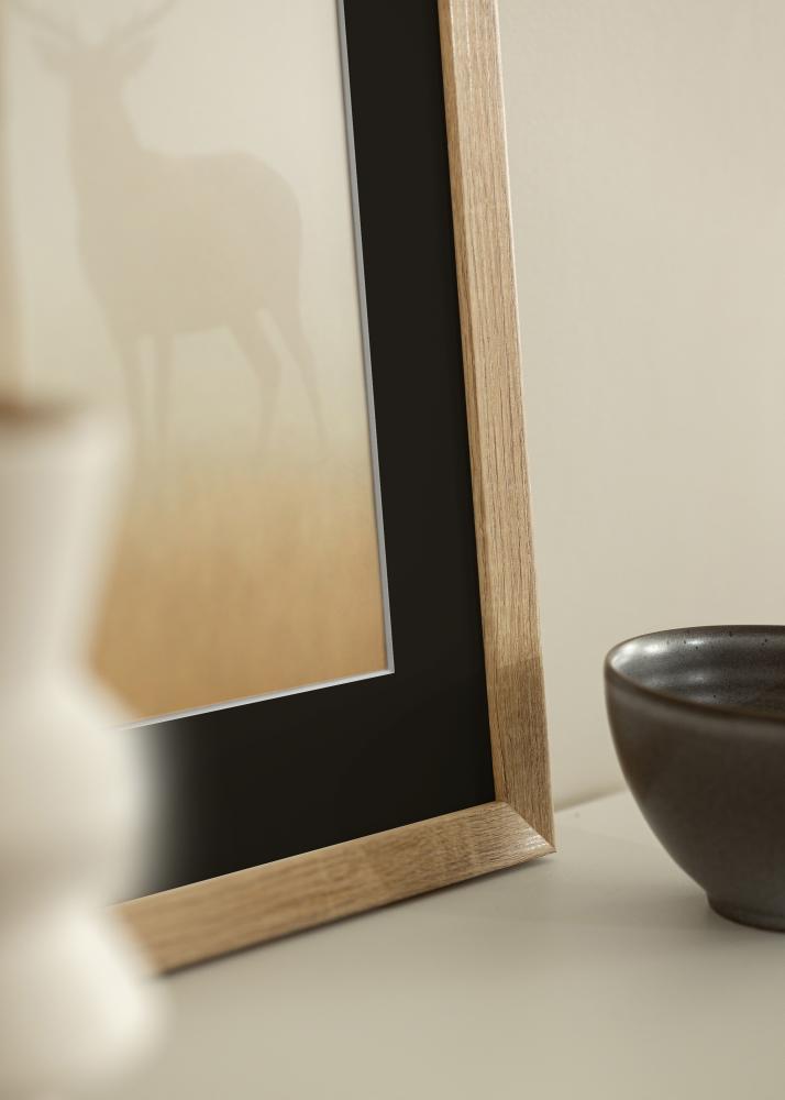 Ram med passepartou Frame Fiorito Light Oak 40x50 cm - Picture Mount Black 12x16 inches