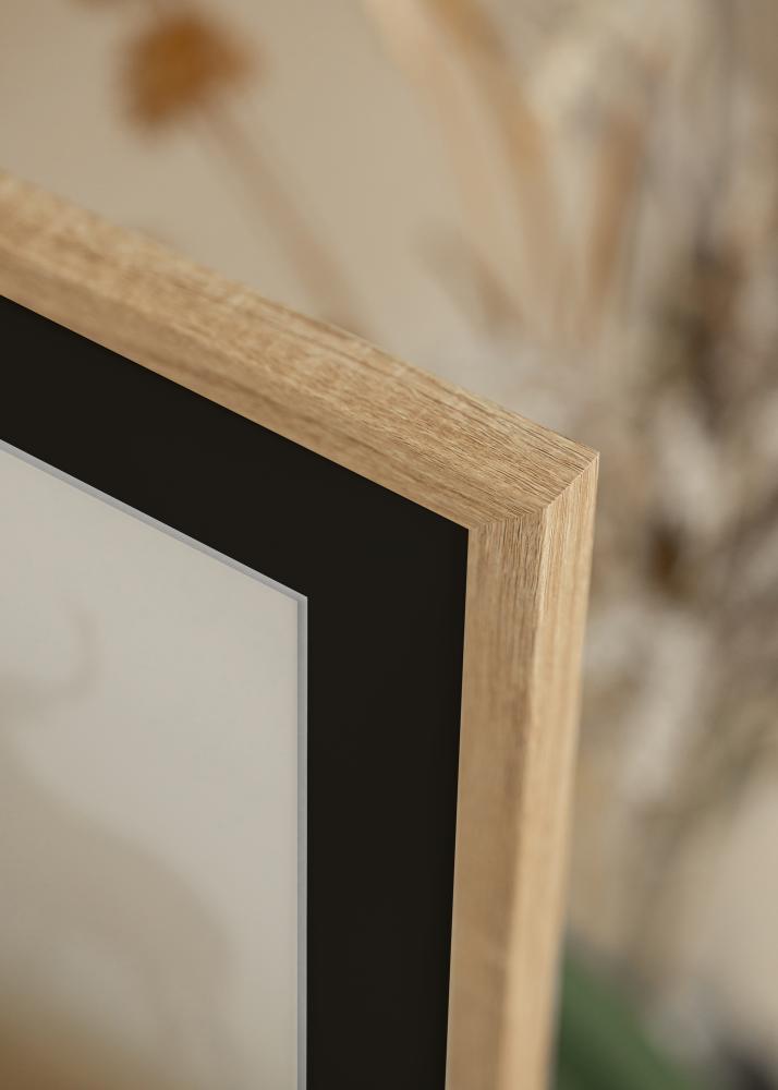 Ram med passepartou Frame Fiorito Light Oak 40x50 cm - Picture Mount Black 12x16 inches