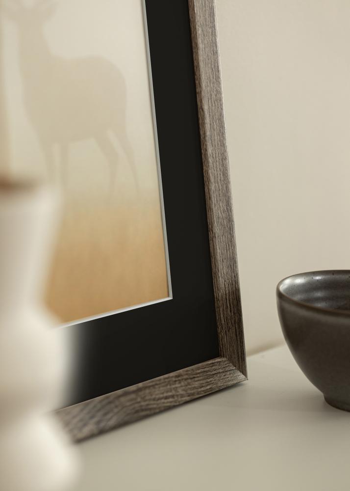 Ram med passepartou Frame Fiorito Walnut 40x50 cm - Picture Mount Black 12x16 inches