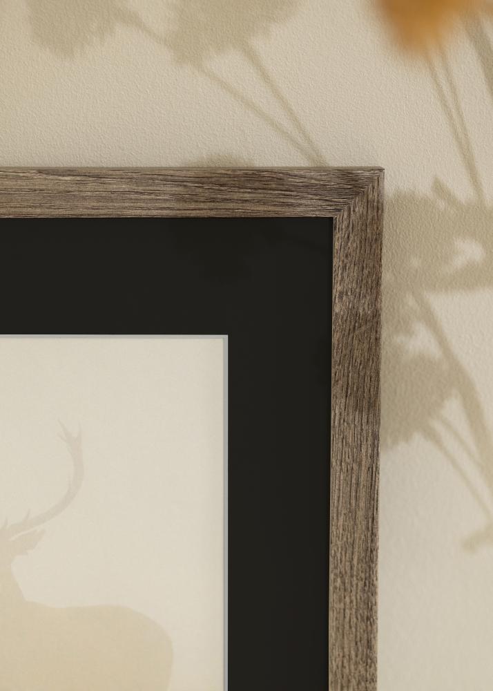 Ram med passepartou Frame Fiorito Walnut 40x50 cm - Picture Mount Black 12x16 inches