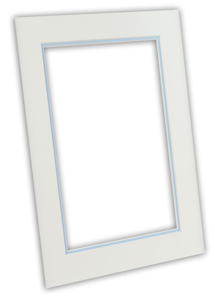 Egen tillverkning - Passepartouter Mount two layers - White/Light blue