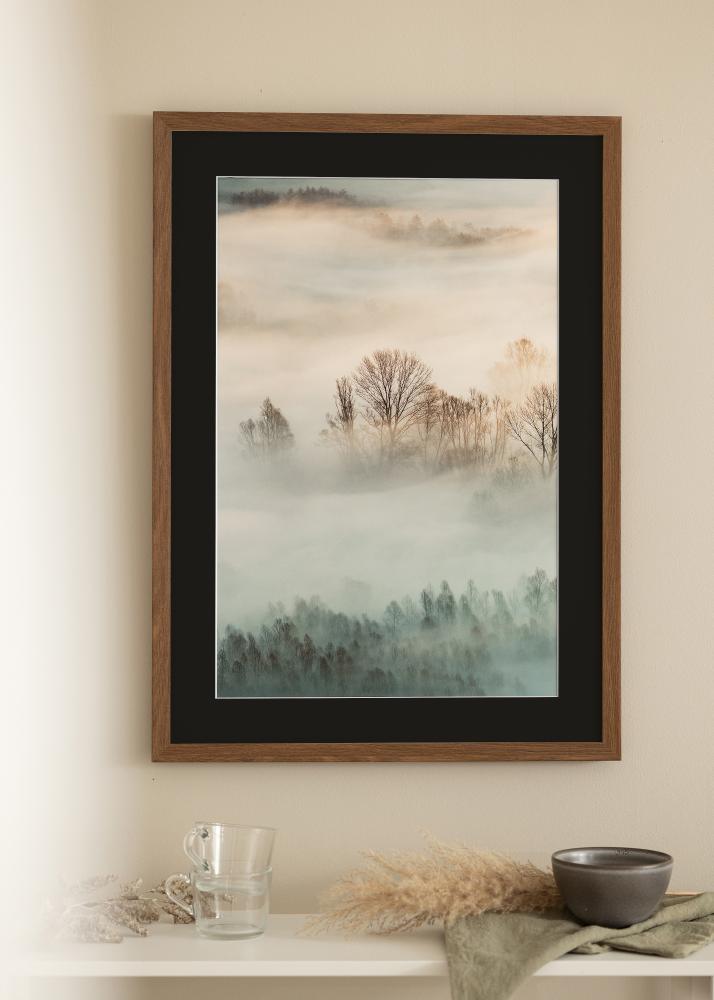 Ram med passepartou Frame Fiorito Dark Oak 30x40 cm - Picture Mount Black 21x30 cm