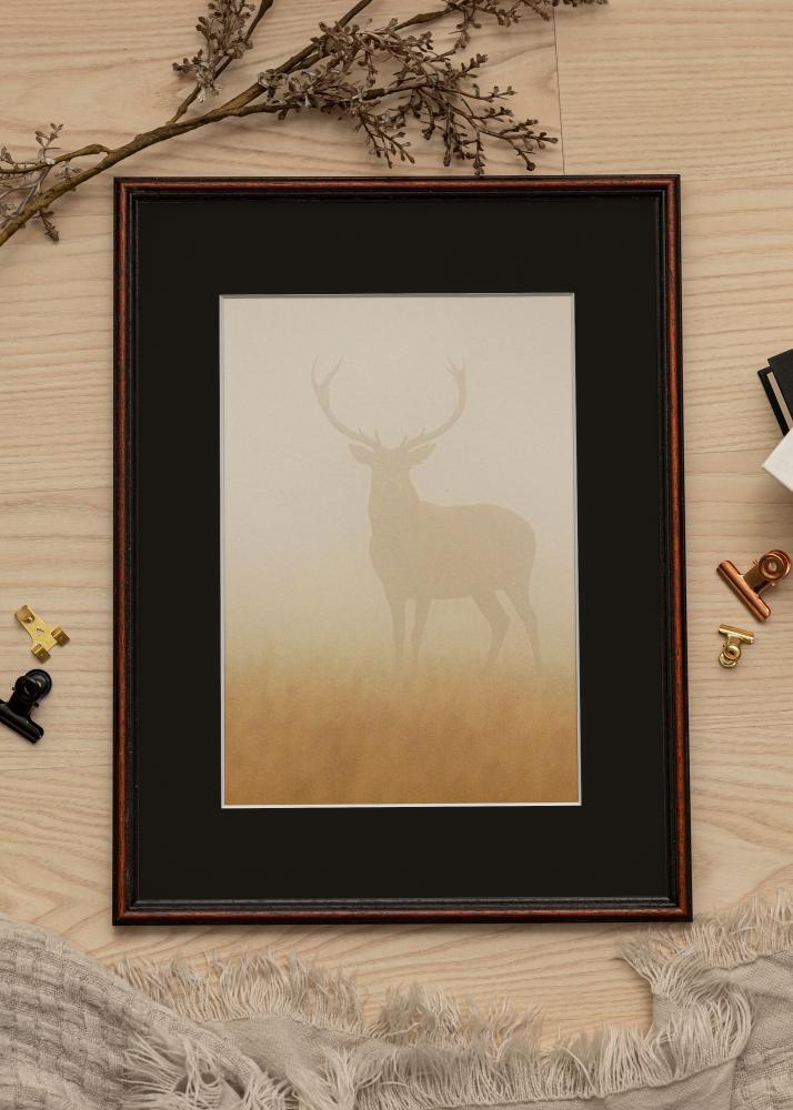 Ram med passepartou Frame Horndal Walnut 24x30 cm - Picture Mount Black 18x24 cm