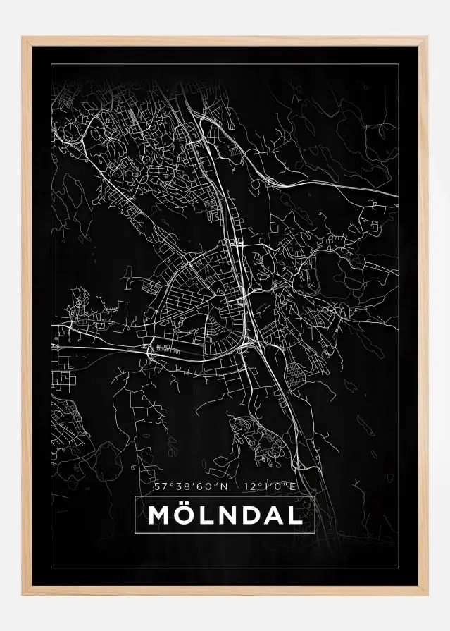 Bildverkstad Map - Mölndal - Black Poster