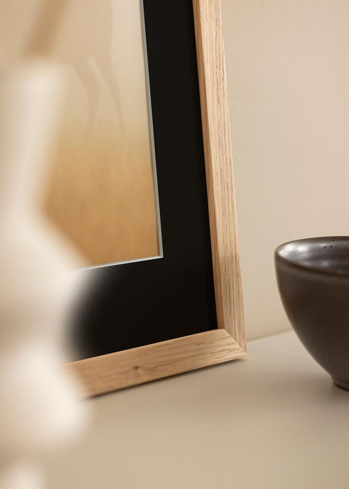 Ram med passepartou Frame Oak Wood 45x60 cm - Picture Mount Black 35x50 cm