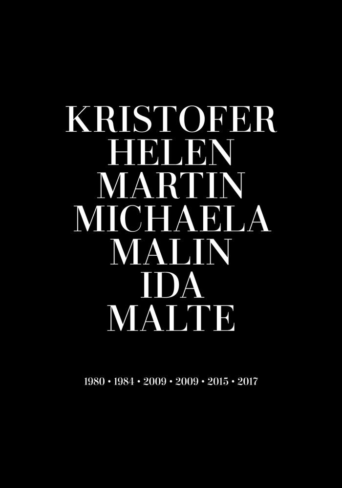 Personlig poster Family picture - 7 Names & Birth years - Black