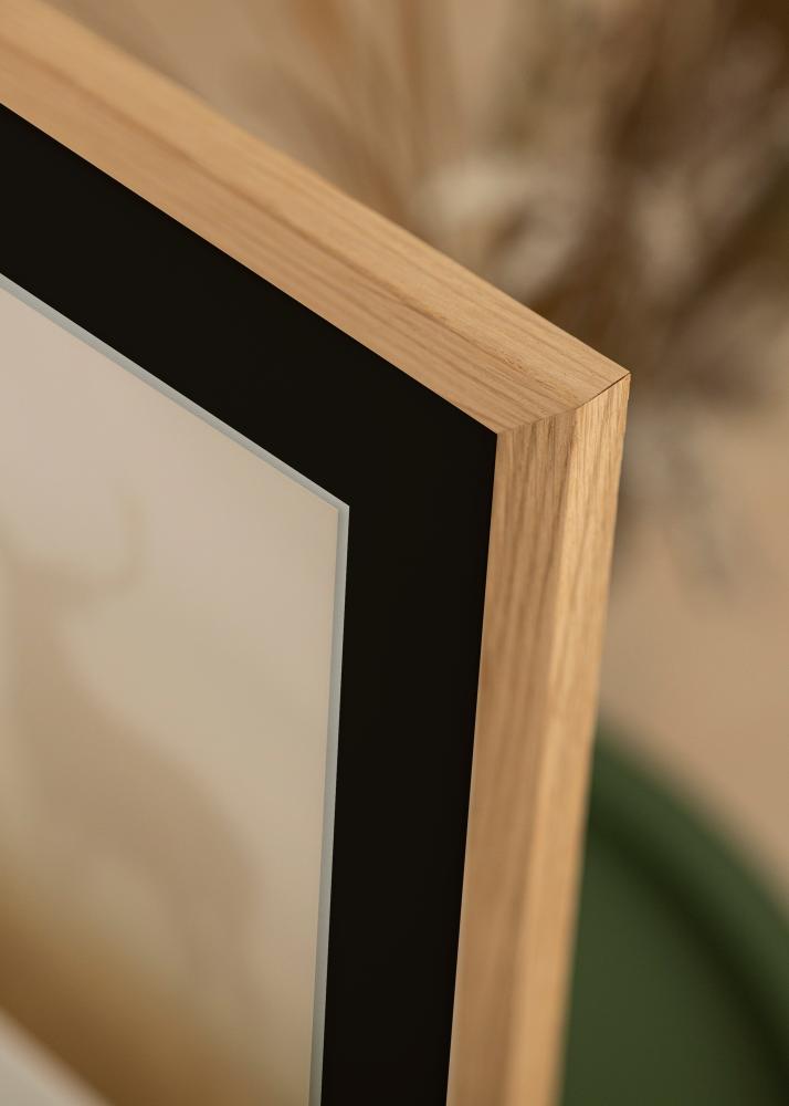 Ram med passepartou Frame Oak Wood 45x60 cm - Picture Mount Black 35x50 cm