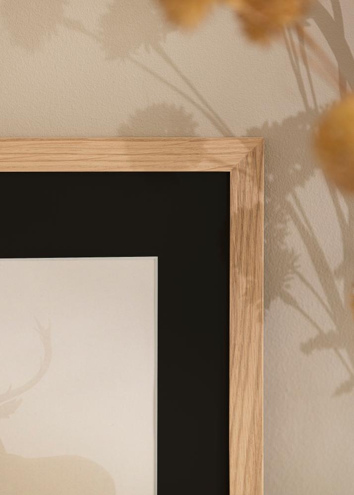 Ram med passepartou Frame Oak Wood 45x60 cm - Picture Mount Black 35x50 cm