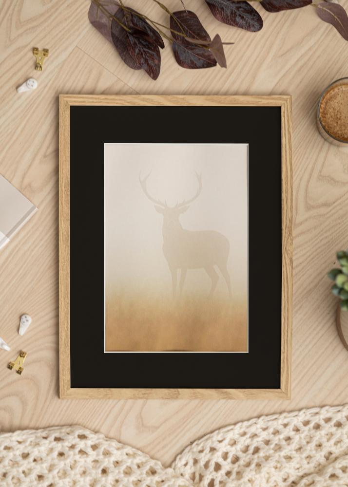 Ram med passepartou Frame Trendy Oak 50x60 cm - Picture Mount Black 40x50 cm