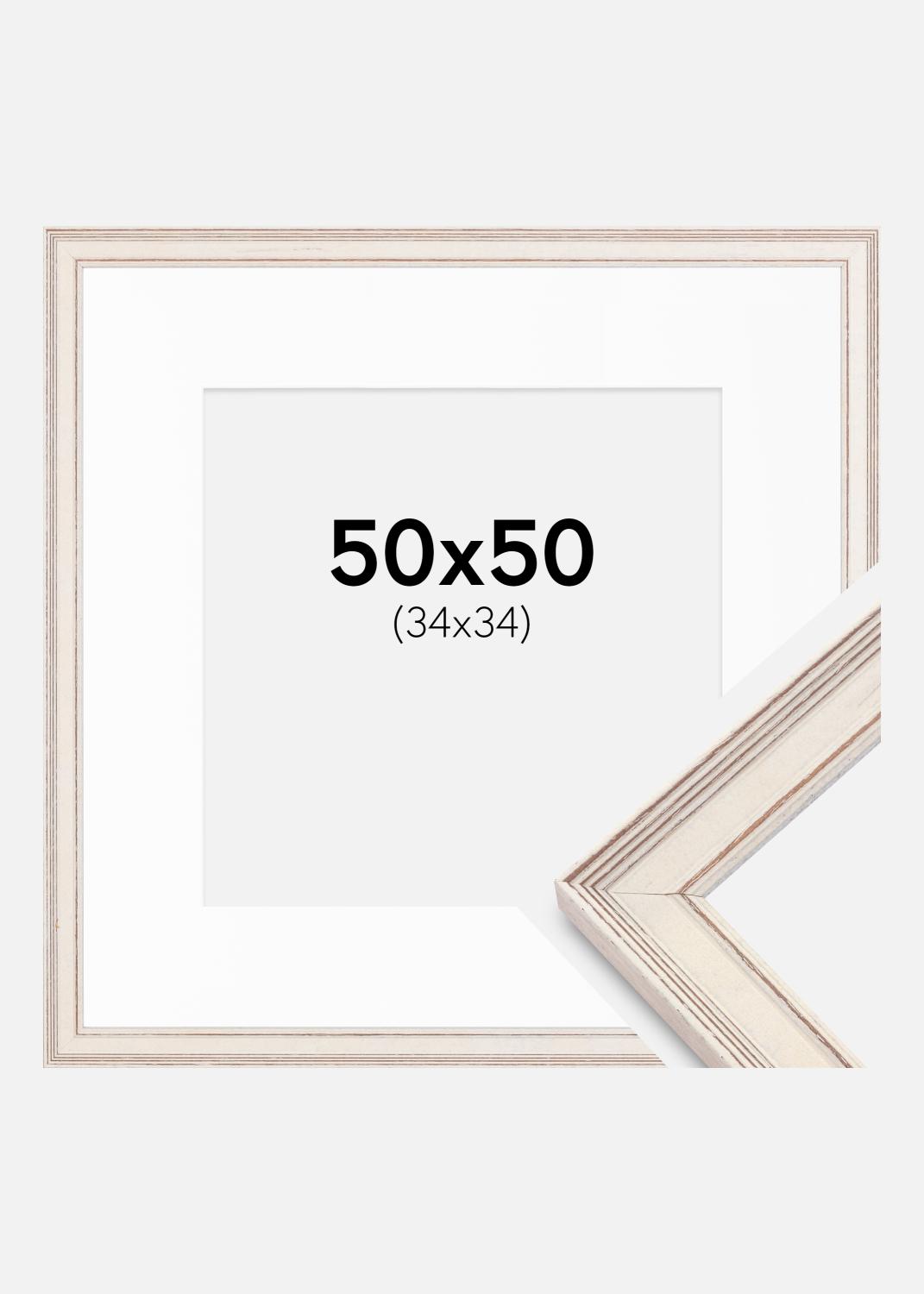 Product Image for Frame Shabby Chic White 50x50 cm - Picture Mount White 35x35 cm