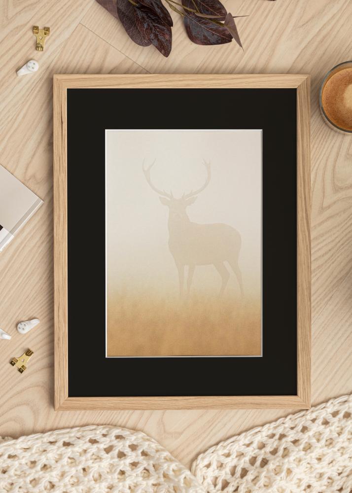 Ram med passepartou Frame Grimsåker Oak 40x40 cm - Picture Mount Black 10x10 inches