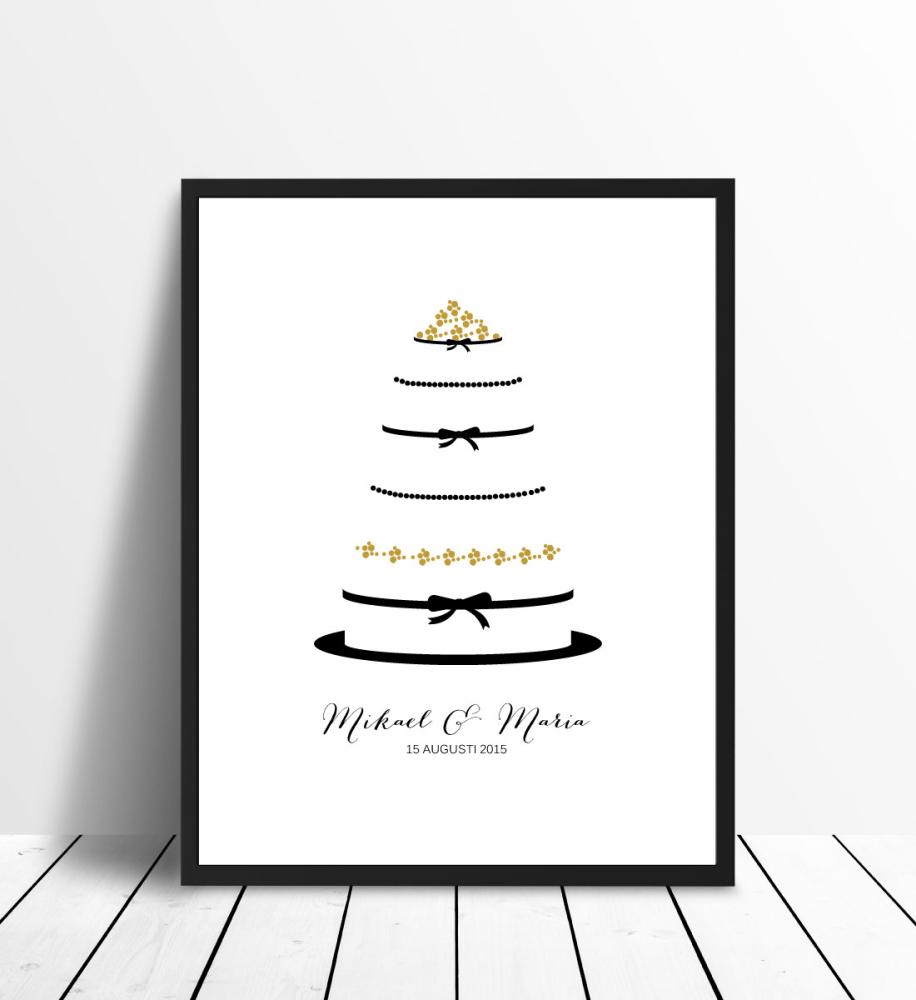 Personlig poster Wedding Cake - Gold